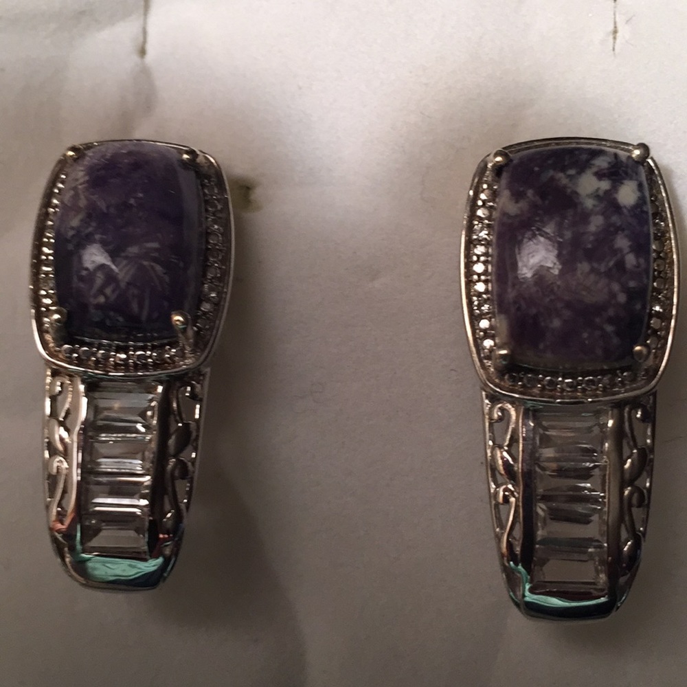 Utah Tiffany, platinum over silver earrings